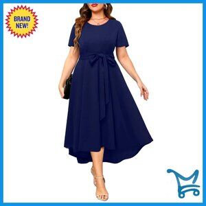 Plus Size High Low Cocktail Dress Semi Formal Wedding Guest with Pockets